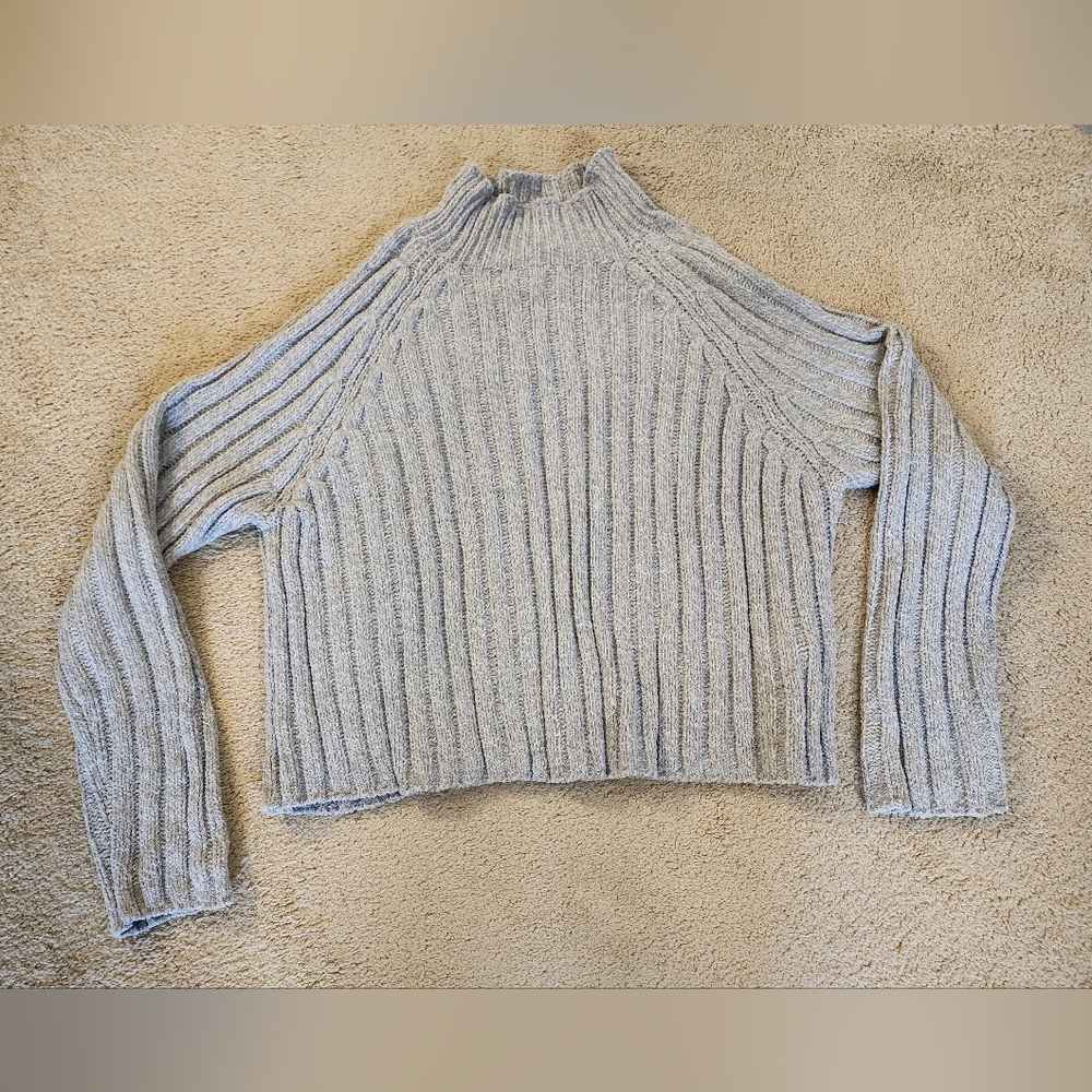 American Eagle Gray Ribbed Mockneck Cozy Soft Women's Sweater Size XXL